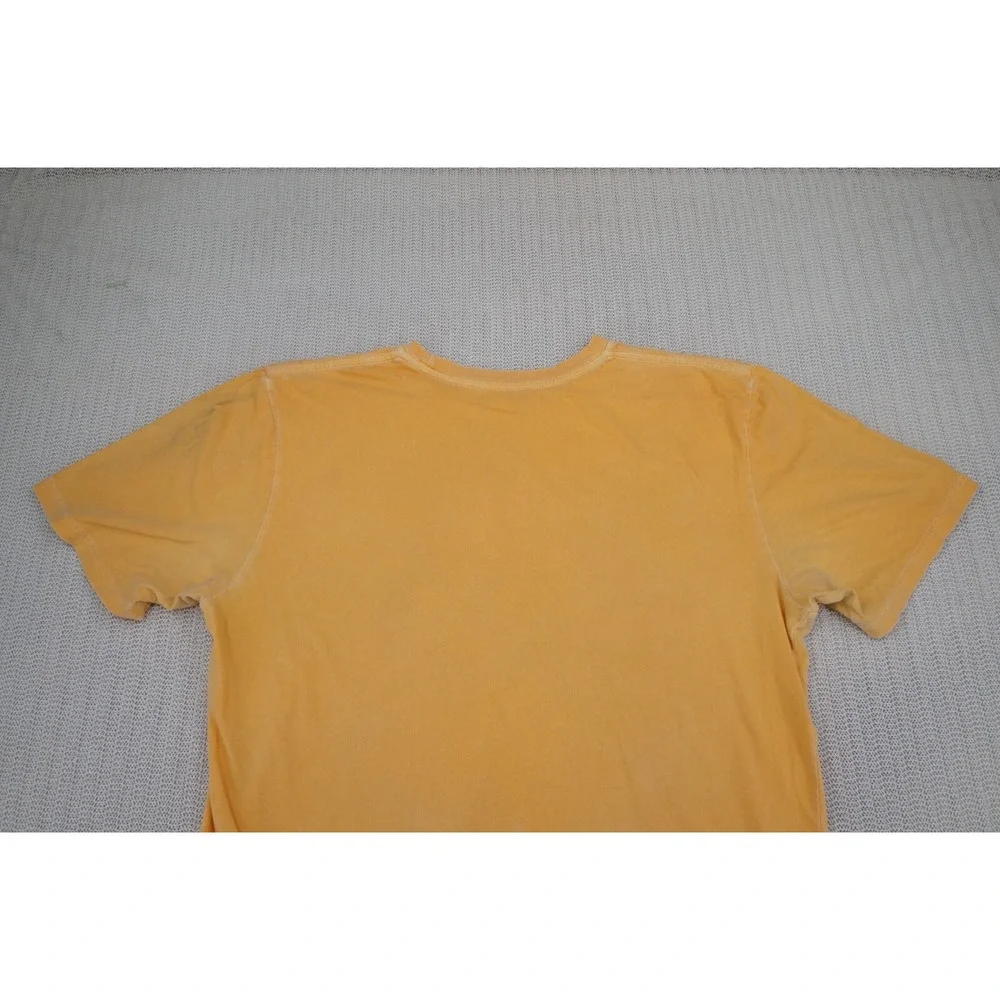 The North Face Shirt Mens Large Yellow Short Sleeve Spellout Logo Out door Fade